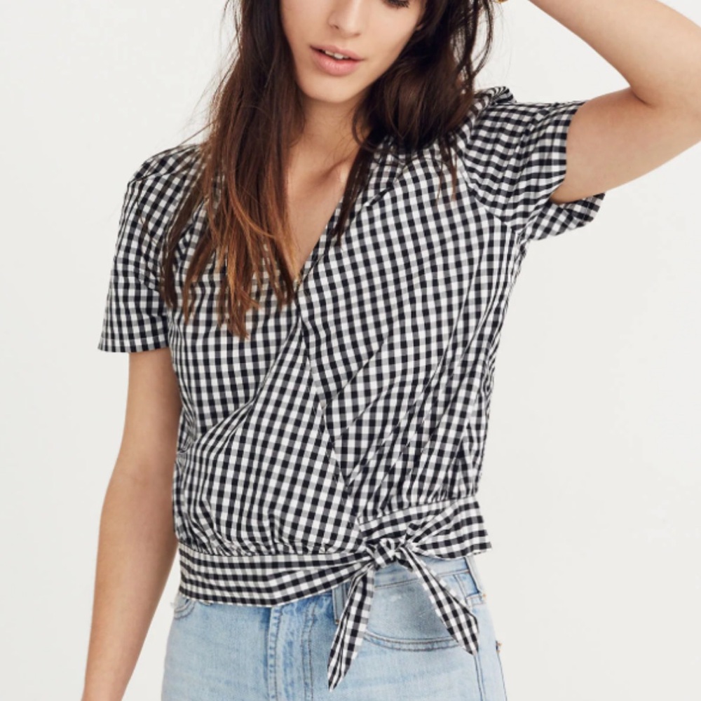 Madewell gingham wrap top